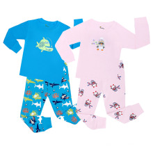 Summer Fashion Thin Cotton Children′s Home Wear Cartoon Seaworld Print Pajama Set